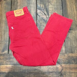 Levis 511 Slim Fit Red Denim Jeans Mens 33x30 white tab, Bold Streetwear